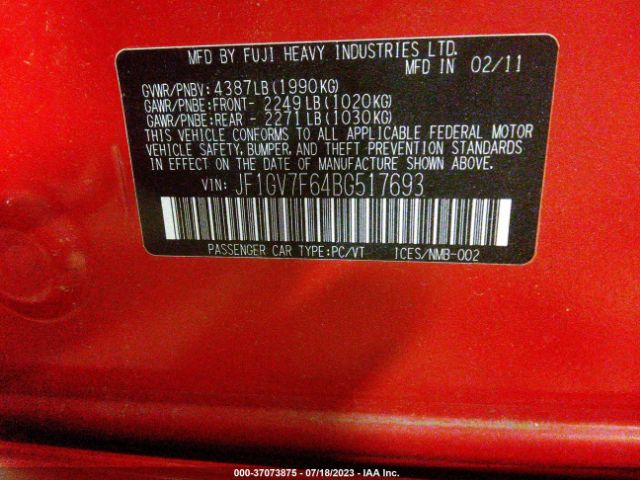 2011 SUBARU IMPREZA SEDAN WRX JF1GV7F64BG517693 Photo 8