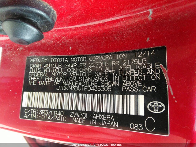 Toyota Prius Four 2015 JTDKN3DU1F0435305 Image 15