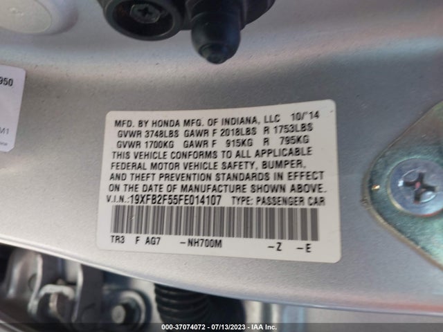 Honda Civic Sedan Lx 2015 19XFB2F55FE014107 Image 9