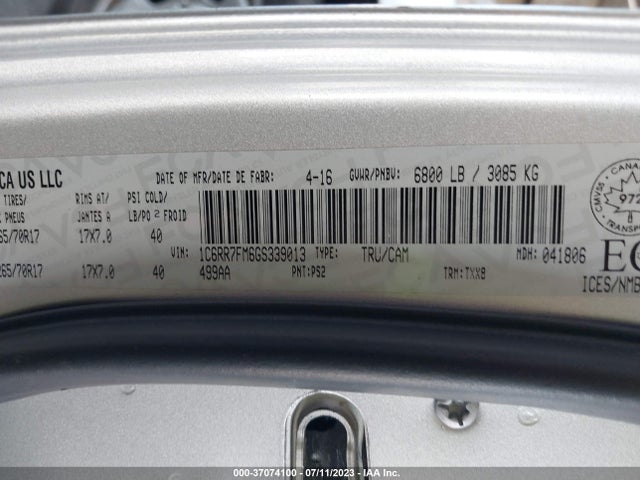 RAM 1500 Tradesman 2016 1C6RR7FM6GS339013 Image 9