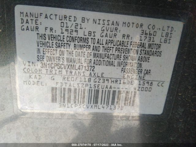 3N1CP5CVXML471372 Nissan KICKS SV
