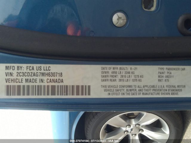 2C3CDZAG7MH630718 Dodge Challenger Sxt