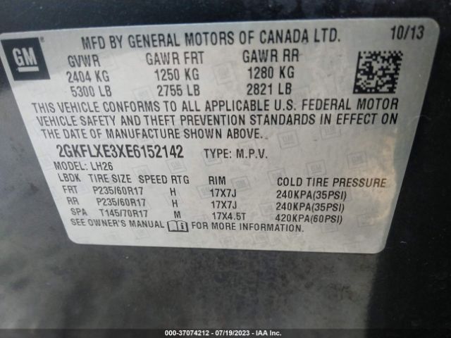 2GKFLXE3XE6152142 GMC Terrain Slt