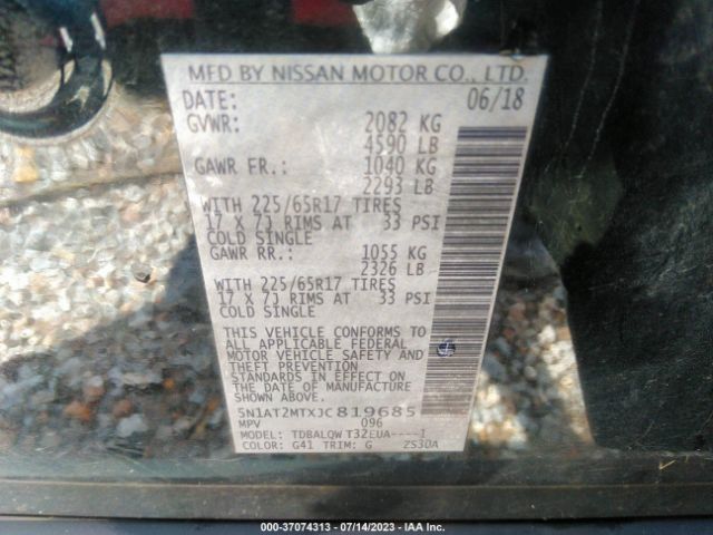 5N1AT2MTXJC819685 Nissan ROGUE SV