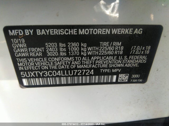 BMW X3 Sdrive30i 2020 аукцион фото