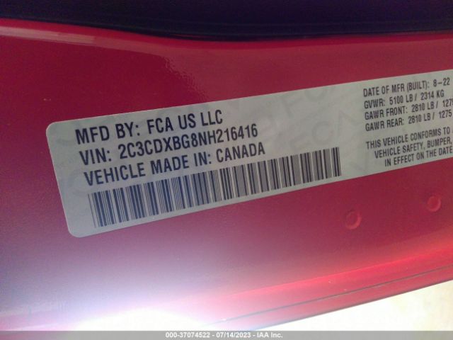 2C3CDXBG8NH216416 Dodge Charger Sxt