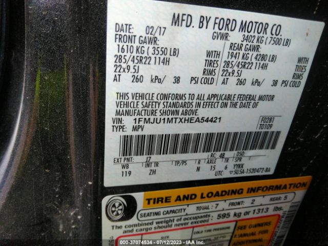1FMJU1MTXHEA54421 Ford Expedition Platinum
