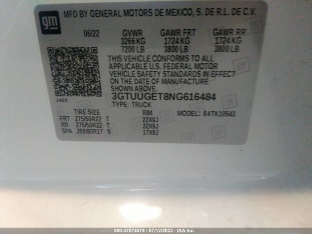 3GTUUGET8NG616484 GMC Sierra 1500 Denali