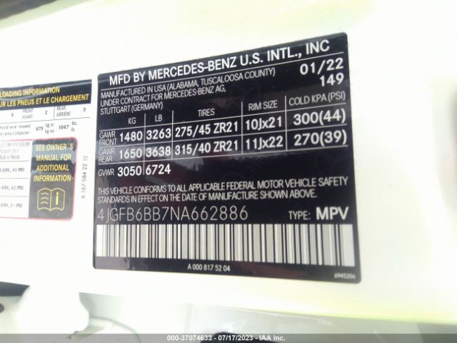 4JGFB6BB7NA662886 Mercedes-Benz Gle Amg Gle 53