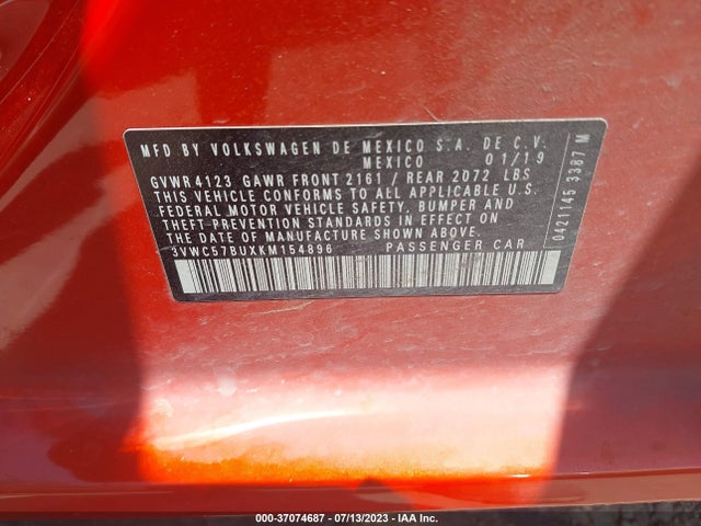 2019 VOLKSWAGEN JETTA S/SE/R-LINE VIN: 3VWC57BUXKM154896