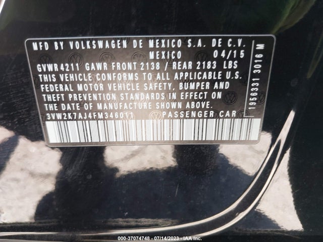 3VW2K7AJ4FM346011 Volkswagen Jetta Sedan 2.0l S W/technology