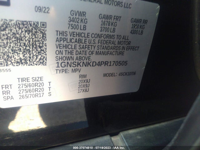 Chevrolet Tahoe Lt 2023 1GNSKNKD4PR170505 Image 9