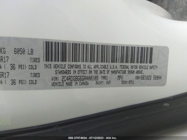2C4RDGBG6GR400109 Dodge Grand Caravan American Value Pkg