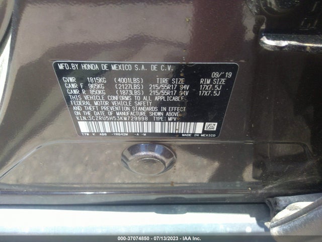 Honda HR-V EX 2019 3CZRU5H53KM729998 Image 9