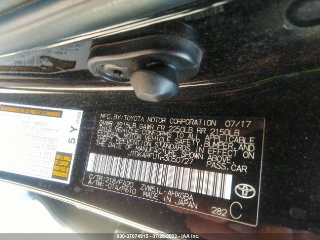 JTDKARFU1H3050727 Toyota Prius Three