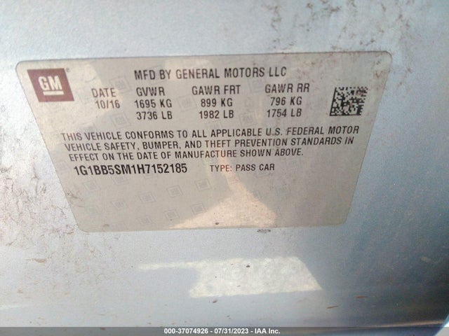 Chevrolet CRUZE LS 2017 1G1BB5SM1H7152185 Image 15