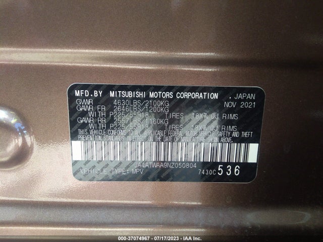 JA4ATWAA9NZ050804 Mitsubishi Eclipse Cross Se/sel