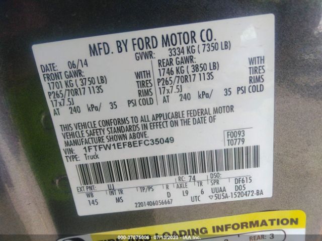1FTFW1EF8EFC35049 Ford F-150 Xl/xlt/stx/fx4/lariat