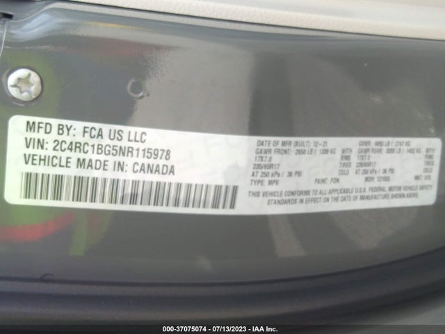 2C4RC1BG5NR115978 Chrysler Pacifica Touring L