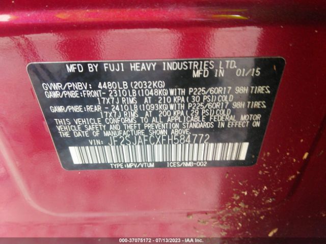 JF2SJAFCXFH584772 Subaru Forester 2.5i Premium