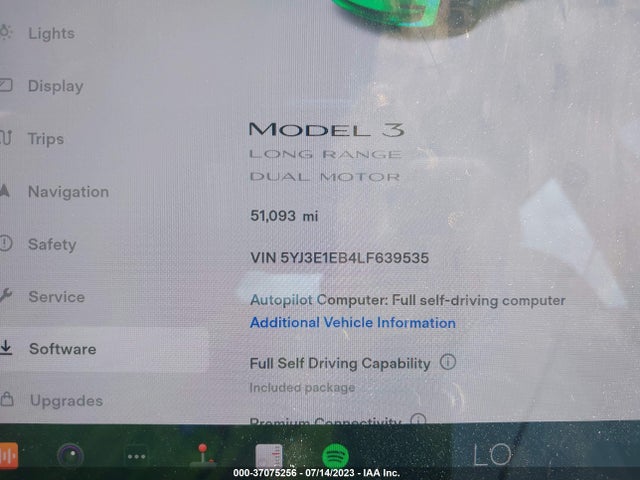 2020 Tesla 3, VIN: 5YJ3E1EB4LF639535