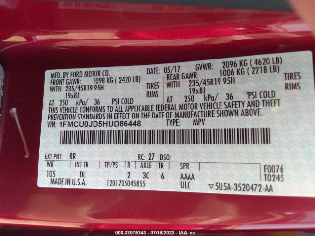1FMCU0JD5HUD86448 Ford Escape Titanium