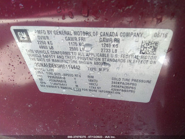 Chevrolet Equinox Premier 2017 2GNALDEK9H6114442 Image 9