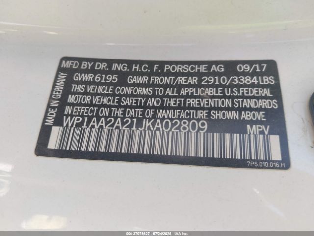 2018 PORSCHE CAYENNE WP1AA2A21JKA02809 Photo 8