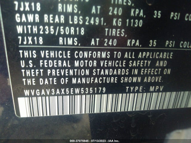 WVGAV3AX5EW535179 Volkswagen Tiguan Sel