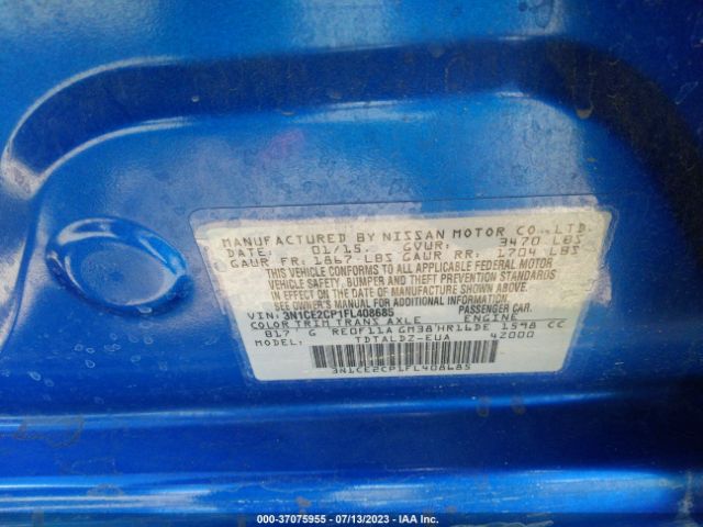 3N1CE2CP1FL408685 Nissan Versa Note S/s Plus/sv/sr/sl