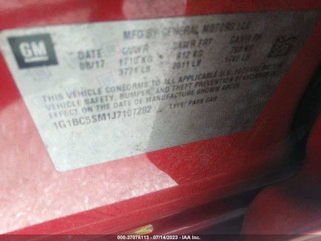 Chevrolet CRUZE LS 2018 1G1BC5SM1J7107282 Image 9