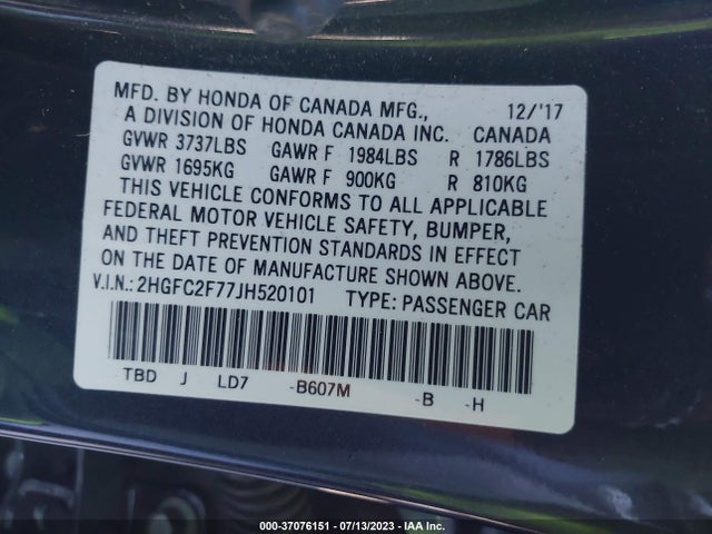 Honda Civic Sedan Ex 2018 2HGFC2F77JH520101 Image 15