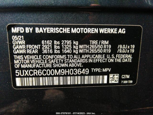 5UXCR6C00M9H03649 BMW X5 Xdrive40i