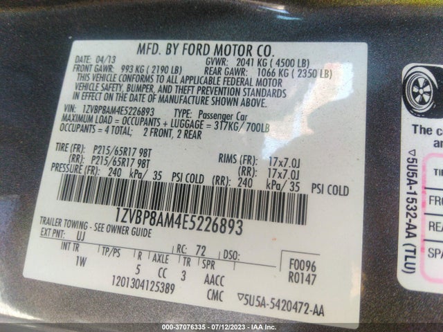 Ford Mustang V6 2014 1ZVBP8AM4E5226893 Image 16