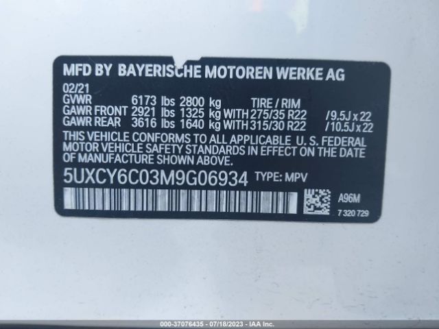 5UXCY6C03M9G06934 BMW X6 Xdrive40i