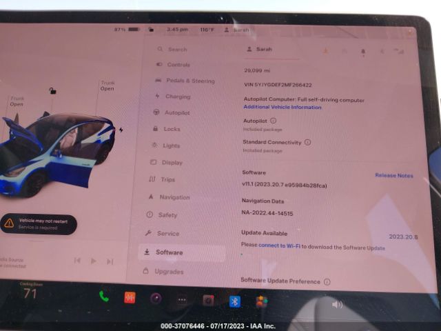 5YJYGDEF2MF266422 Tesla Model Y Performance