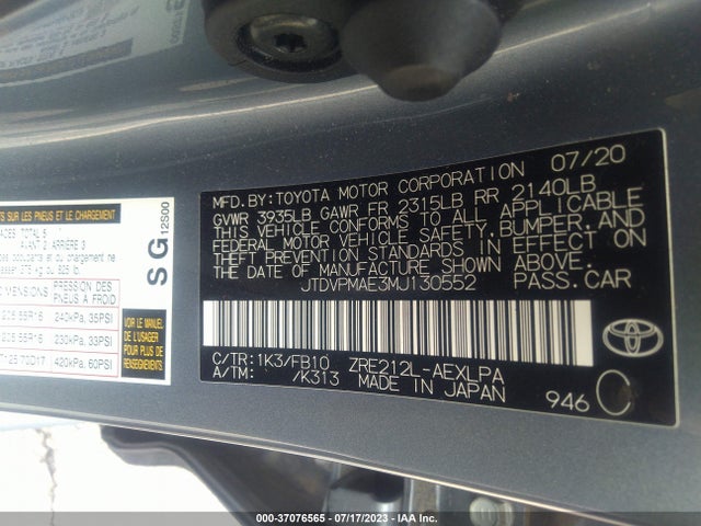 Toyota COROLLA LE 2021 JTDVPMAE3MJ130552 Image 15
