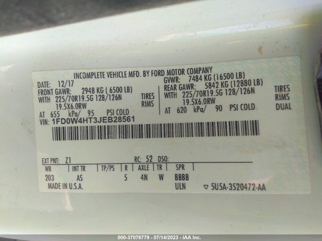 2018 Ford F-450, VIN: 1FD0W4HT3JEB28561