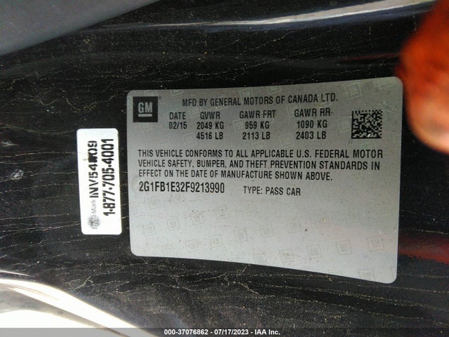 Chevrolet CAMARO LS 2015 2G1FB1E32F9213990 Image 15
