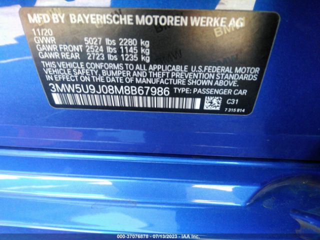 3MW5U9J08M8B67986 BMW 3 Series M340i Xdrive