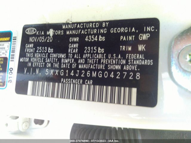 5XXG14J26MG042728 KIA K5 LXS