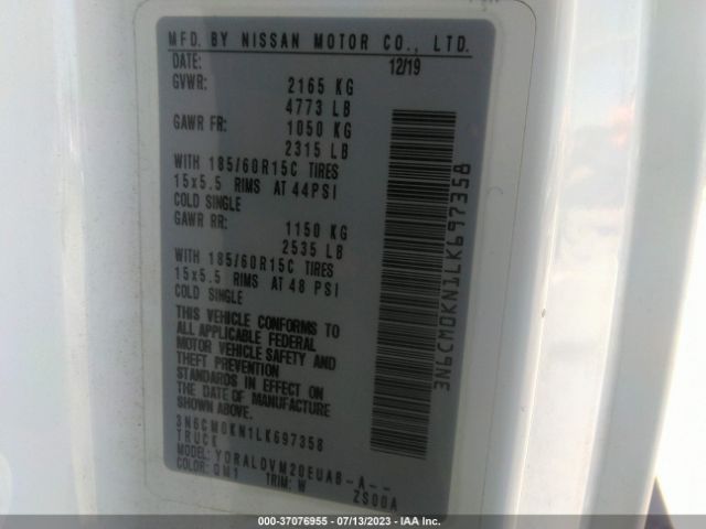 3N6CM0KN1LK697358 Nissan Nv200 Compact Cargo S