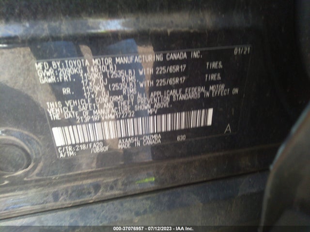 2021 TOYOTA RAV4 XLE VIN: 2T3P1RFV4MW172732