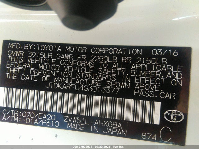 Toyota Prius 2016 JTDKARFU4G3013377 Image 22