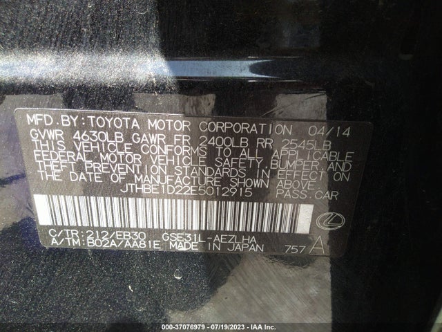 Lexus IS 350 2014 JTHBE1D22E5012915 Image 15