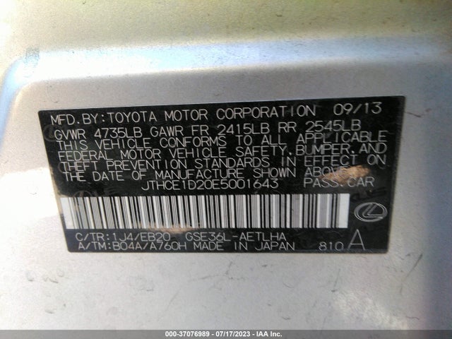 Lexus IS 350 2014 JTHCE1D20E5001643 Image 15