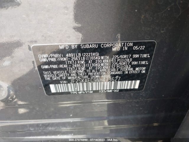 JF2SKAEC9NH473627 Subaru Forester Premium