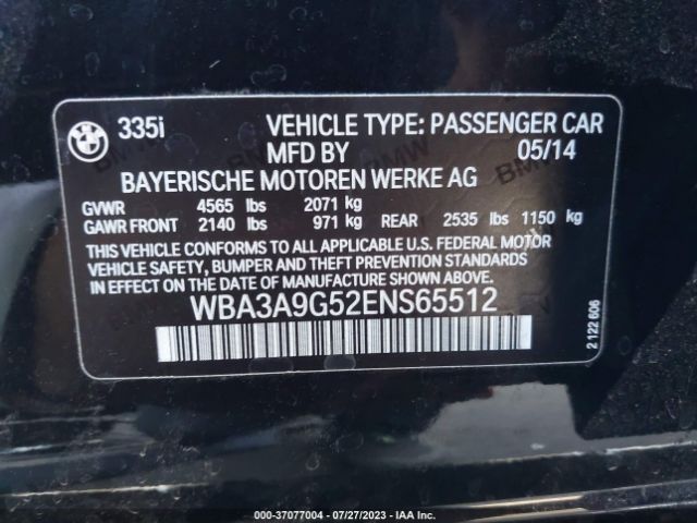 WBA3A9G52ENS65512 BMW 3 Series 335i