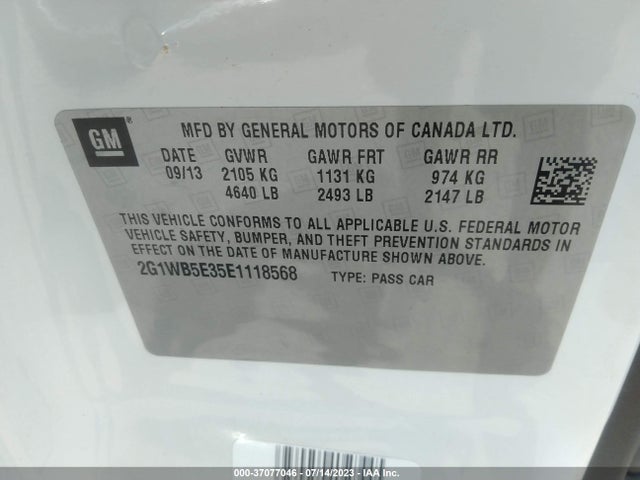 Chevrolet Impala Limited Lt 2014 2G1WB5E35E1118568 Image 10
