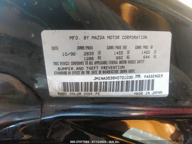 1997 MAZDA MX-5 MIATA BASE/M-EDITION/R VIN: JM1NA3539V0721030
